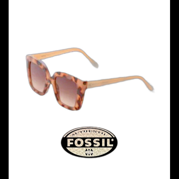 "Fossil" Women's Cat Eye Sunglasses Tortoise Shell Front Brown Gradient Lens NWT - Picture 2 of 5